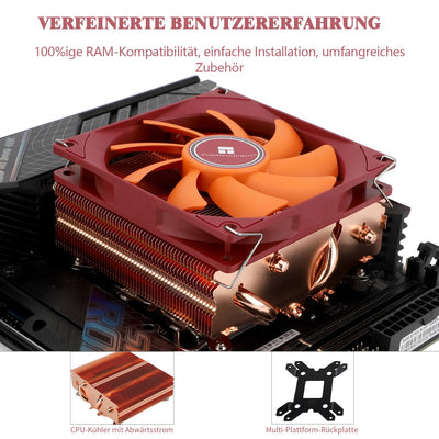 Thermalright AXP90 X53 Full Low Profile ITX CPU Kühler, mit 92mm Slim PWM Lüfter für 2700RPM High Speed ITX CPU Lüfter, reine Kupferversion, für Intel LGA1150/1151/1200/1700/AMD AM4/AM5