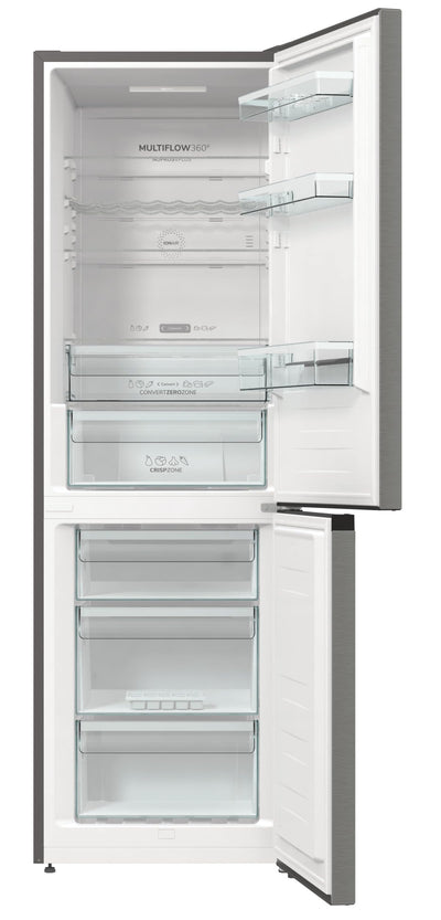 Gorenje NRK61CA2XL4Z Kühl-Gefrierkombination/NoFrostPlus/Multiflow 360° / ConvertZeroZone/AdaptTech/LED Display / 185 cm/Kühlteil 255 l/Gefrierteil 106 l / 35 dB/EEK: C/Edelstahl
