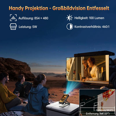 OUKITEL WP100 Titan Outdoor Handy 5G - 33000mAh Outdoor Smartphone mit 100 Lumen Projektor, 48GB RAM 512GB ROM 6,8" FHD+ Handy mit 1200 Lumen Campinglicht, 200MP+32MP+20MP Kamera, NFC/GPS/IP68/IP69K