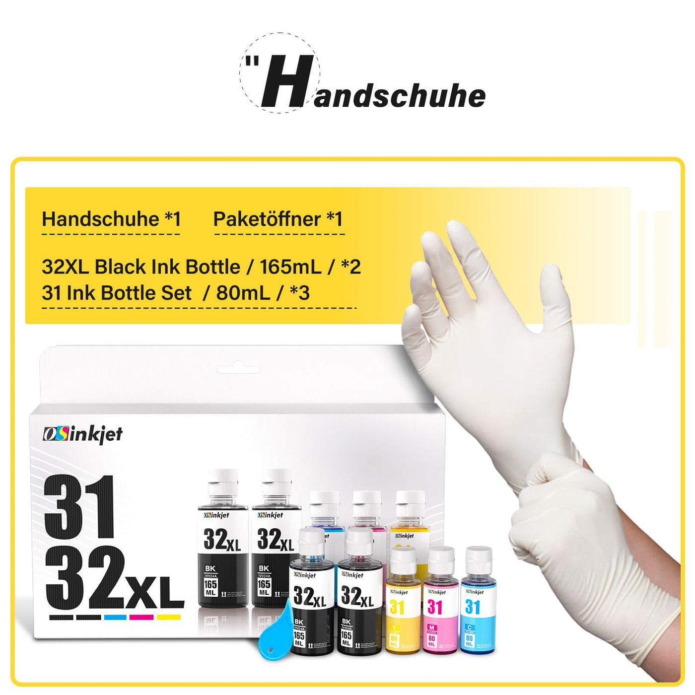 Osinkjet Druckertinte 31 32XL Kompatibel für HP Smart Tank Plus 555 Drucker, Tinte 31 32 XL für Smart Tank 5105 7005 7605 7305 7006 7306 5106 5107 455 515 519 530 558 559 570 655 670 750 790 Drucker