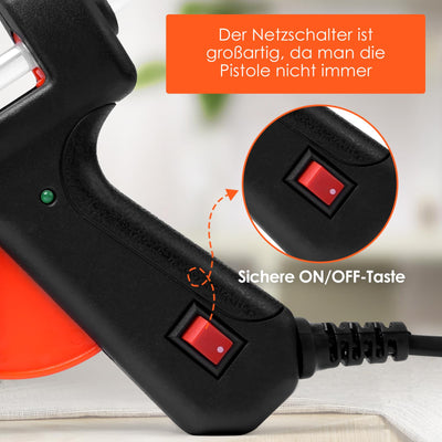 Feuerfest Heißklebepistole Klebepistole 30 Heißklebesticks Heissklebepistole Klebesticks für DIY Kleine Handwerk und schnelle Reparaturen in Haus & Büro, 20W Klebepistolen