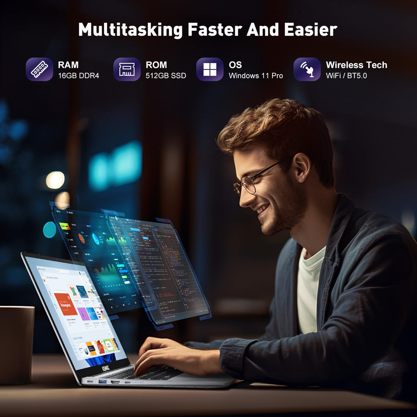 ACEMAGIC Neueste 15,6" Laptop, Quad-Core N-95 Prozessor bis zu 3,4GHz (Beat N5095) Laptop Computer, 16GB DDR4 512GB SSD Notebook mit Metallkörper Unterstützung WiFi, BT5.0