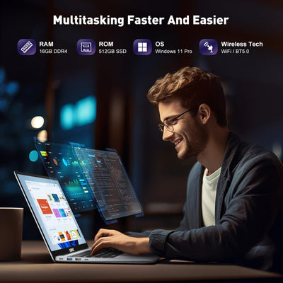ACEMAGIC Neueste 15,6" Laptop, Quad-Core N-95 Prozessor bis zu 3,4GHz (Beat N5095) Laptop Computer, 16GB DDR4 512GB SSD Notebook mit Metallkörper Unterstützung WiFi, BT5.0