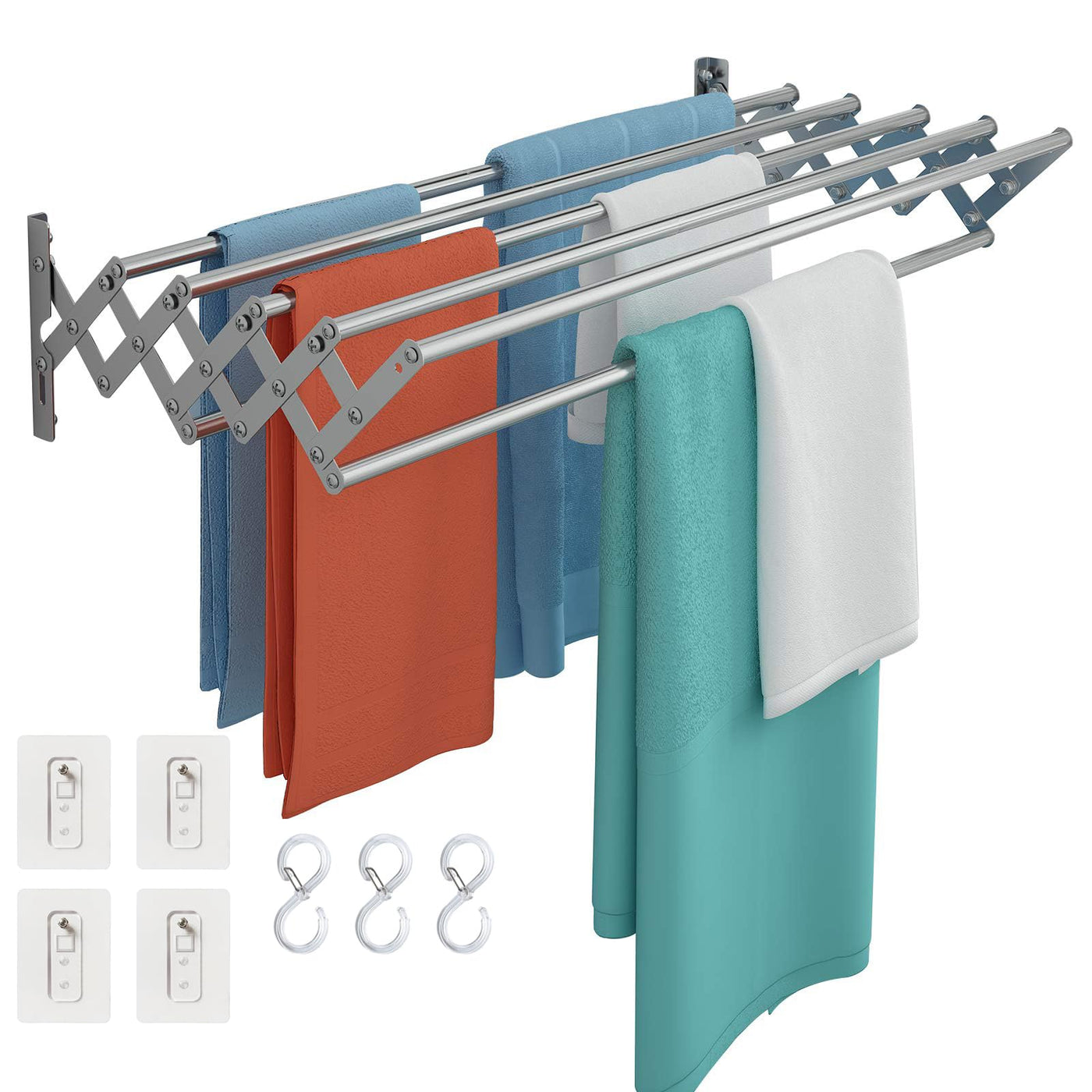 Wuciray Wäscheständer Wand Ausziehbar Klappbar Wandtrockner 80cm Edelstahl Balkon Ständer Wandwäschetrockner Wandmontage Platzsparender Handtuchhalter Clothes Drying Rack für Waschraum