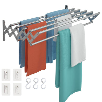 Wuciray Wäscheständer Wand Ausziehbar Klappbar Wandtrockner 80cm Edelstahl Balkon Ständer Wandwäschetrockner Wandmontage Platzsparender Handtuchhalter Clothes Drying Rack für Waschraum
