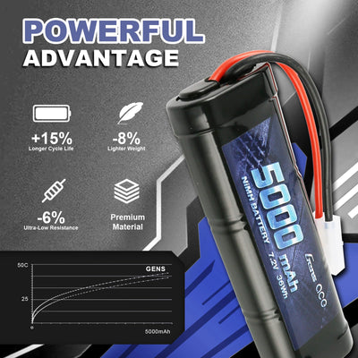 Gens ace 7,2V RC Batterie NiMH Akku 6S 5000mAh 50C mit TMY Stecker für LKW RC Auto Flugzeug Hubschrauber Boot LKW Auto