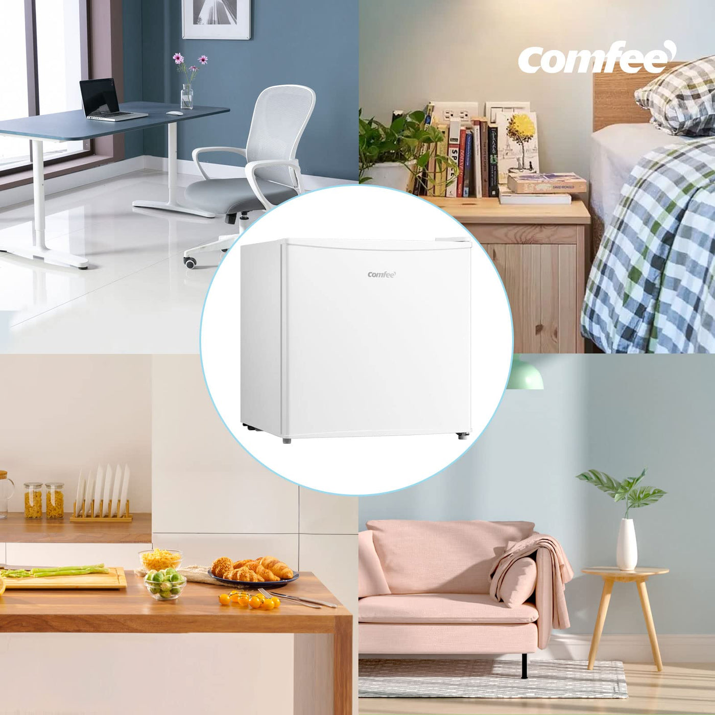 Comfee Freistehend, RCU40WH2(E) Mini Gefrierschrank/31L / 4-Sterne-Gefrierfach/Kompakte Größe/Reversibles Türscharnier/Verstellbare Standfüße / 147kWh/Jahr/Weiß