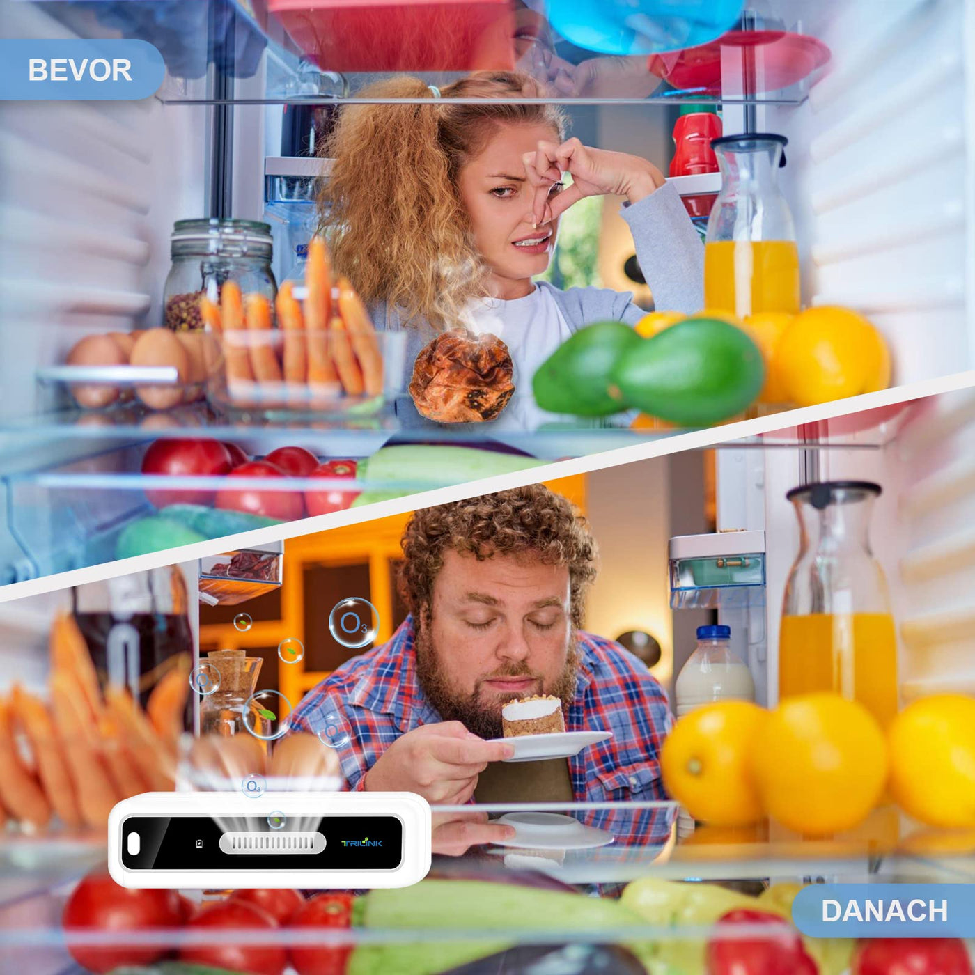 USB Kühlschrank Deo, LED-Display, Mini Ozongenerator Luftreiniger Kühlschrank Geruchskiller, Wiederaufladbar Geruchsneutralisierer, Geruchsentferner für Kühlschrank, Auto, Schuhschrank, Kleiderschrank