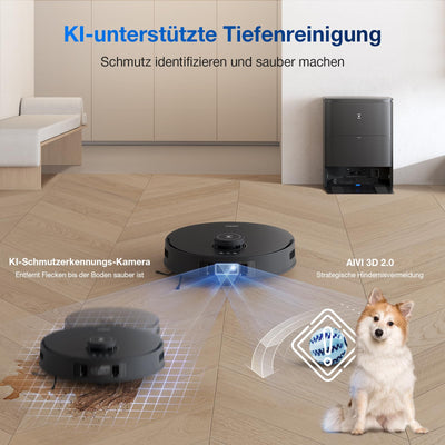 ECOVACS DEEBOT T30S PRO Saugroboter mit Wischfunktion, 11.000 Pa, ZeroTangle Technologie, 70°C heißes Wasser Wischen beim Waschen, TruEdge™ Kantenwischen, 6.400mAh Batterie, AI-Hindernisvermeidung
