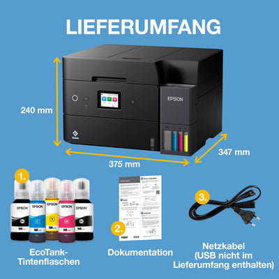 Epson EcoTank ET-4950 A4-Multifunktionsdrucker mit Wi-Fi & AirPrint Tintentank, automatischem Dokumenteneinzug, Duplexdruck, Scannen, Kopieren & Fax, bis zu 3 Jahre Tinte im Lieferumfang enthalten