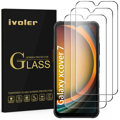 ivoler 3 Stück Schutzglas Schutzfolie für Samsung Galaxy Xcover 7 / Samsung Galaxy Xcover 6 Pro, 9H Härte Schutz Glas, HD Klar Displayschutzfolie, Anti-Kratz Folie, Anti-Bläschen