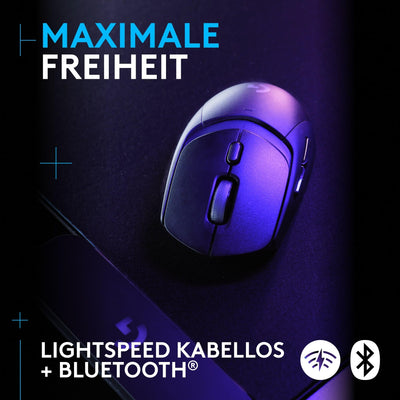 Logitech G309 LIGHTSPEED kabellose Gaming-Maus, leicht, LIGHTFORCE-Hybridschalter, HERO 25K-Sensor, über 300 Stunden Akkulaufzeit mit AA-Batterie, 6 programmierbare Tasten, PC und Mac - Schwarz