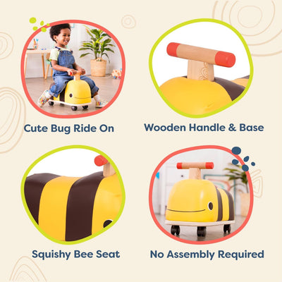 B. toys Rutschauto aus Holz – Rutscher Biene auf Rollen für Kinder und Babys, Kinderfahrzeug, Rutschfahrzeug, Babyrutscher, Spielzeug ab 18 Monaten, Gelb