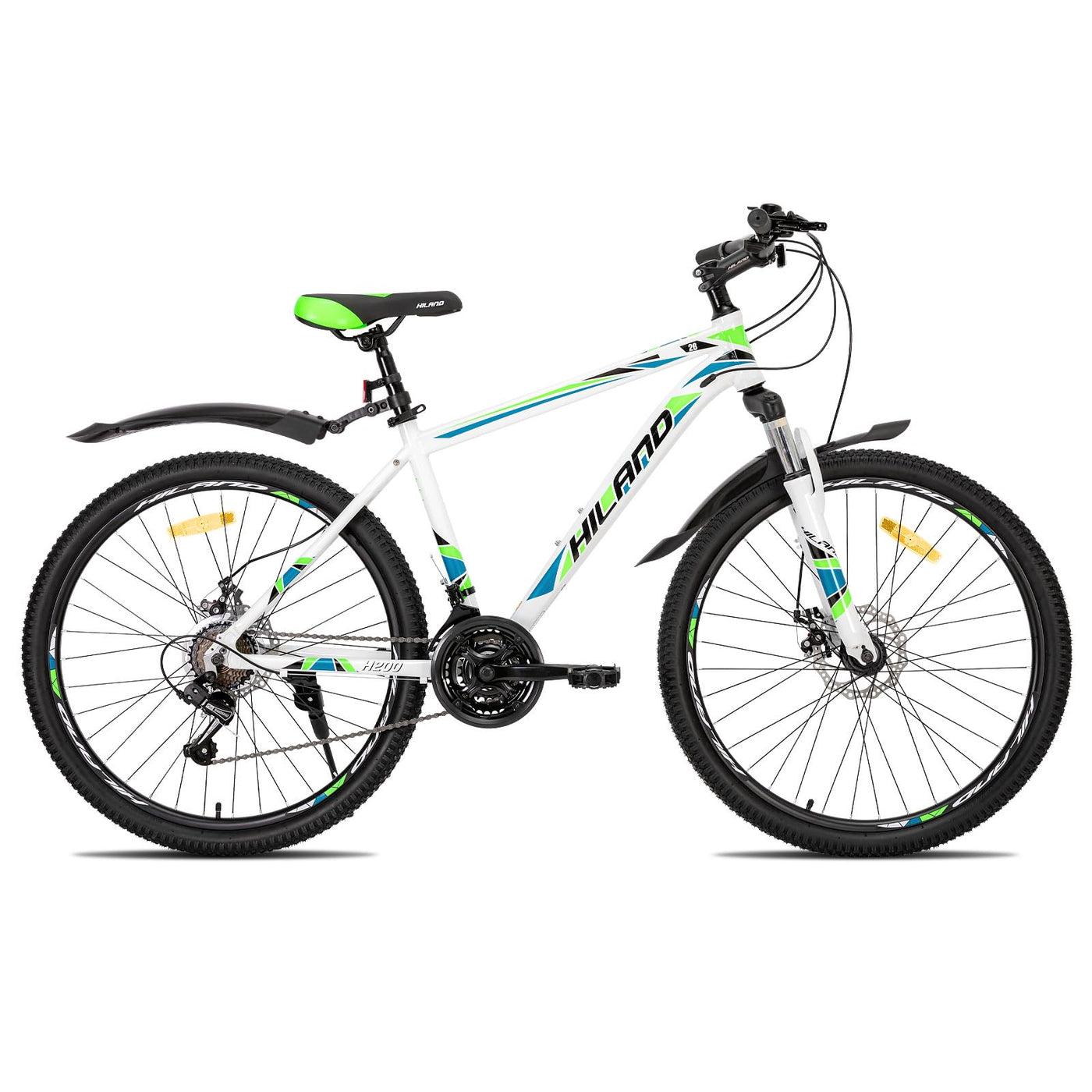 Hiland 26 Zoll Mountainbike 21-Gang MTB Aluminiumrahmen Scheibenbremse Federgabel Jugendliche Fahrrad Herren Damen weiß