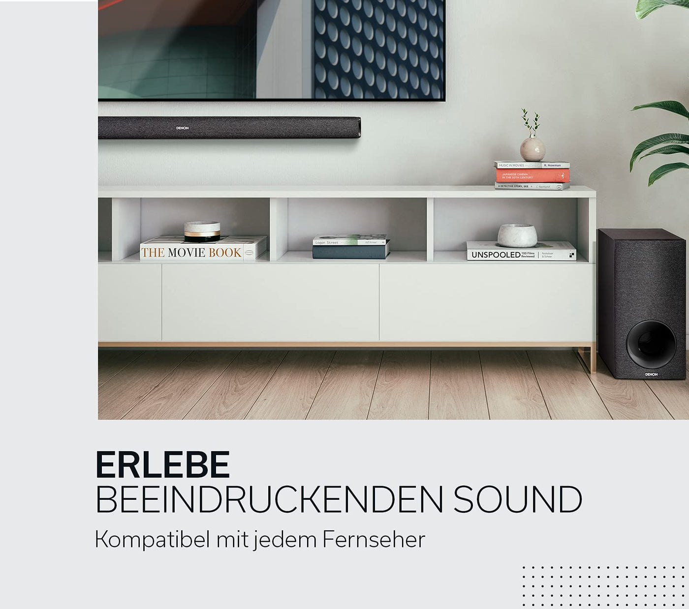 Denon DHT-S416 hochwertige 2.1 TV Soundbar mit kabellosem Subwoofer, Google Chromecast integriert, WLAN, Bluetooth, Dolby Digital, HDMI ARC, optischer Eingang, Black