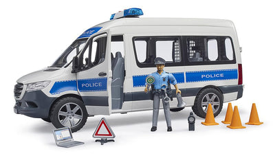 bruder 02683 - MB Sprinter Polizei Einsatzfahrzeug mit Light & Sound Modul, bworld Polizist - 1:16, Fahrzeug, Polizeiauto, Streifenwagen, Spielzeug ab 4 Jahre