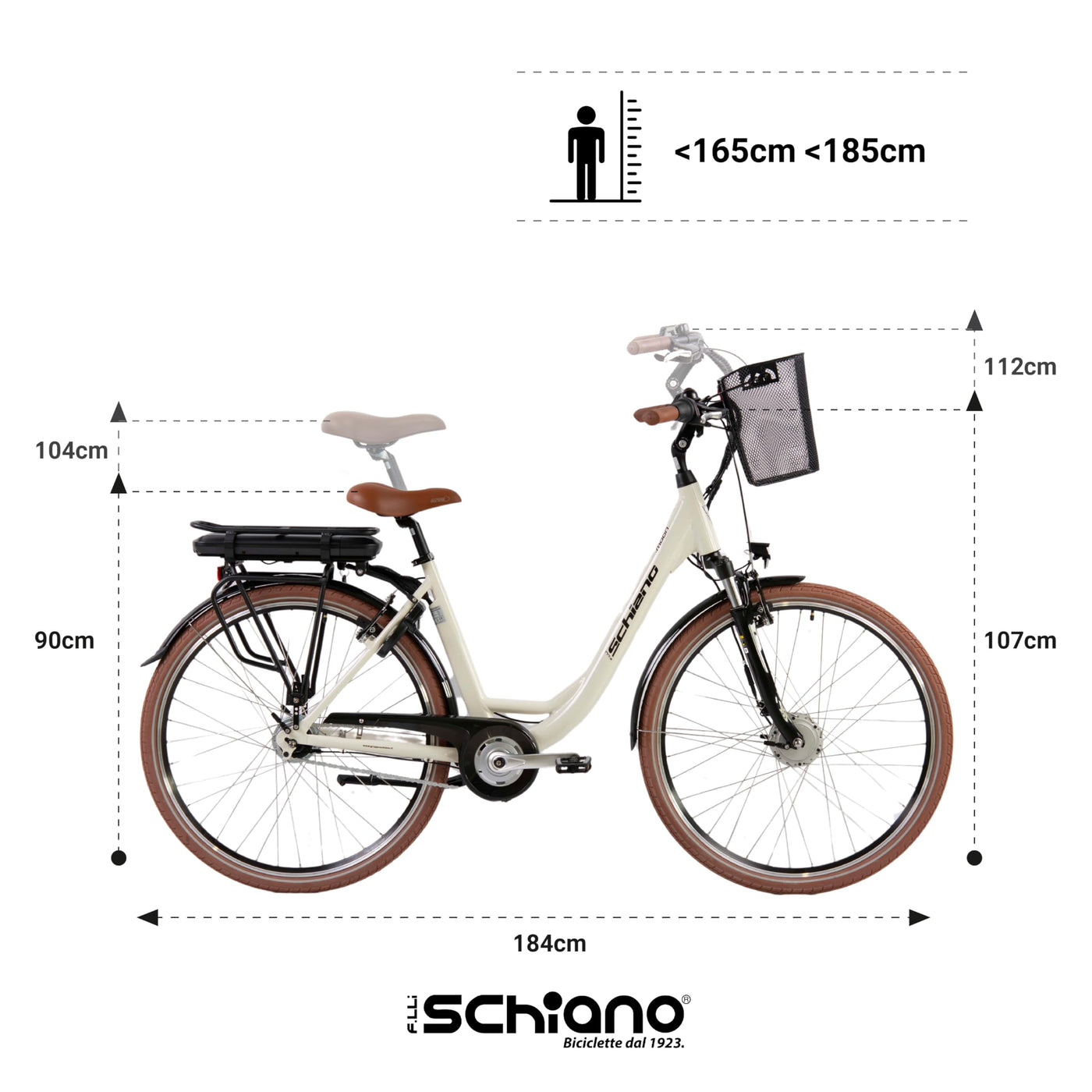 F.lli Schiano E-Moon Trek Series 28 Zoll E-bike Pedelec , e bike Elektrofahrräder für Erwachsene Herren / Damen bis 25 km/h comfort trekking electric Fahrrad mit Fahrradzubehör Akku Kettenschutz Korb