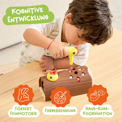 Nene Toys Kleiner Specht – Magnetspielzeug für Kinder ab 2 Jahren – Lernspiel für Kleinkinder mit Farben & Magneten – Spielzeug zur Förderung der Feinmotorik – Geschenk 2 3 Jahre Jungen Mädchen