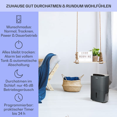 Klarstein Luftentfeuchter & Luftreiniger Elektrisch, 20 L Raumentfeuchter Klein für Wohnung Schlafzimmer Badezimmer Keller, Effizienter Bad/Raum Entfeuchter, Elektrischer & Kleiner Luftentfeuchter