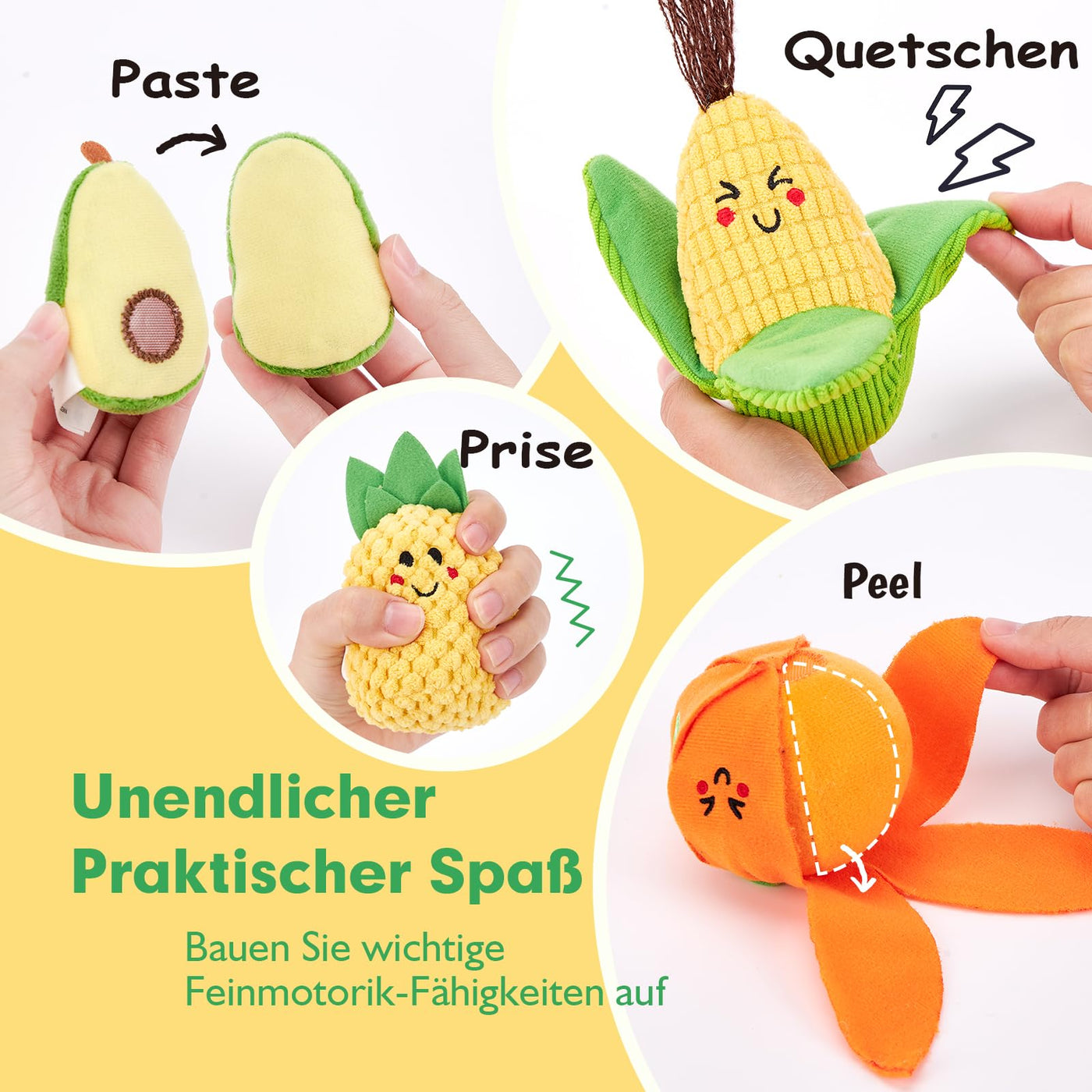hahaland Baby Spielzeug 6 Monate,Obst und Gemüse Plüsch Spielzeug(16PCS) mit Rassel & Knisterpapier,Fördert Sensorik & Motorik,Montessori Spielzeug ab 6 8 9 12 Monate Geschenk für Jungen Mädchen