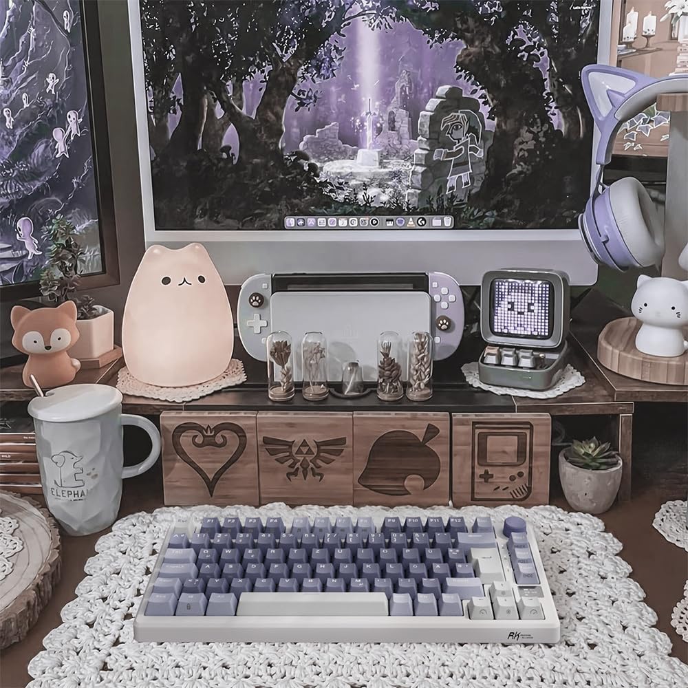 RK ROYAL KLUDGE M75 Gaming Tastatur kabellos 75% TKL Mechanische Tastatur RGB 2,4 GHz Wireless/Bluetooth/USB-C QWERTZ mit OLED-Smart-Display und Knopf Hot Swappable Braune Schalter, Lavendelviolett