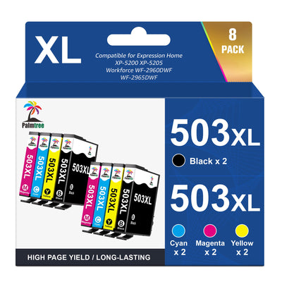 Palmtree 503xl Patronen Kompatibel mit Epson XP 5200 Druckerpatronen und Epson WF 2960 Patronen für Epson 503 XL für Epson Expression Home XP-5200 XP-5205 Epson Workforce WF-2960DWF WF-2965 (8 Pack)