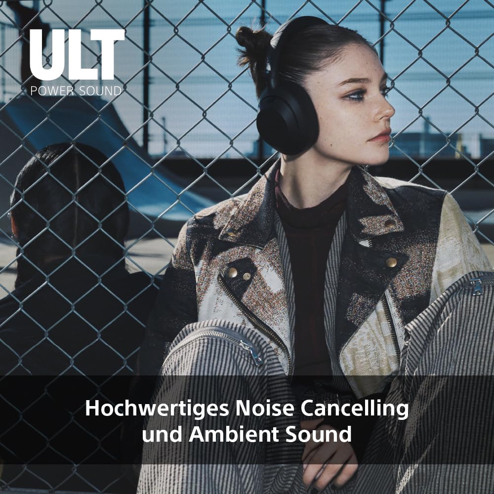 Sony ULT WEAR | Kabellose Bluetooth Kopfhörer mit Noise Cancelling | mit Mikrofon, 30 h Akku, Bass Boost Funktion | Geeignet für Sport, Musikgenuss, Reisen & Arbeit, Schwarz