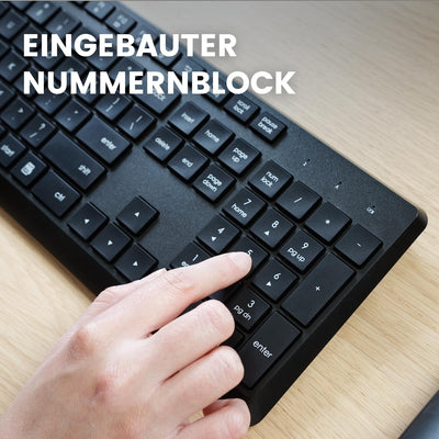 Perixx PERIDUO-716, Kabellose 2,4-GHz Tastatur-Maus-Set, Standardgröße - Schwarz, Deutsches QWERTZ