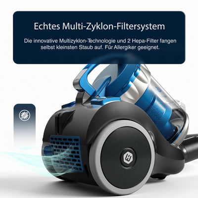 Balter Vento A3 Staubsauger beutellos, 850W hohe Saugleistung, große 2L Staubbehälter, Multizyklon, HEPA-Filter