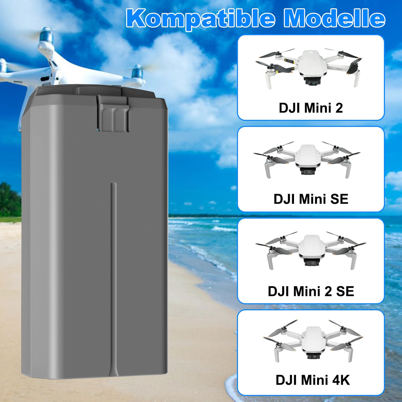 Dregin Mini 2 Akku, 2400mAh 7.7V Intelligent Flight Akku für DJI Mini 2 / SE / 2 SE / 4K Drohne