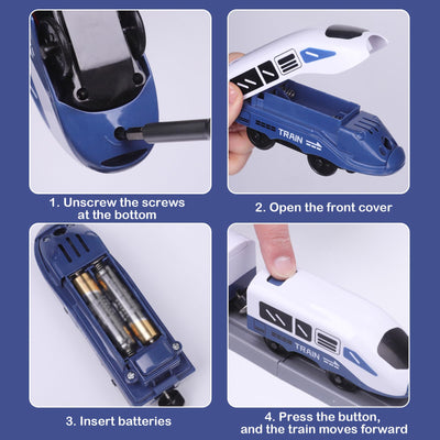 Wdmiya Elektrische Eisenbahn für Kinder ab 3 4 5 6 7 8 Jahren, Flexibler Schienensatz mit 104 Teilen, Baufahrzeuge, Pädagogisches Rennstrecken-Spiel, Weihnachten oder Geburtstag(104PCS)