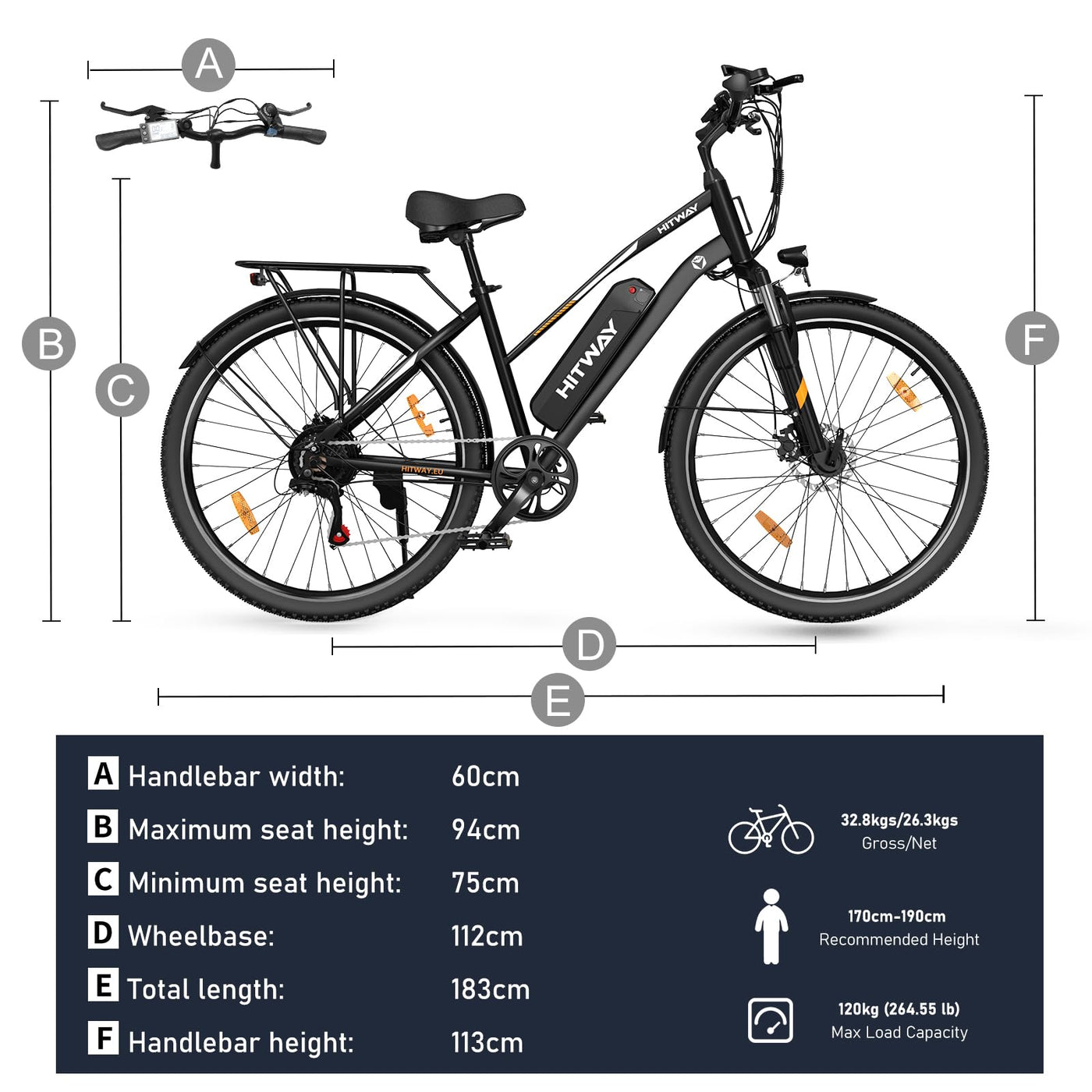 HITWAY E Bike 28 Zoll, Elektrofahrrad Pedelec für Damen und Herren, E-Fahrrad mit 36V 12Ah Wechselakku, 250W Motor, 7 Gang Schaltung, Citybike Electric Bike Ebike Reichweite bis zu 35-90km
