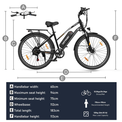 HITWAY E Bike 28 Zoll, Elektrofahrrad Pedelec für Damen und Herren, E-Fahrrad mit 36V 12Ah Wechselakku, 250W Motor, 7 Gang Schaltung, Citybike Electric Bike Ebike Reichweite bis zu 35-90km