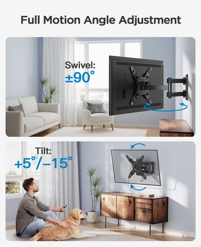 PERLESMITH TV Wandhalterung, Schwenkbare Neigbare Wandhalterung Fernseher für 13-42 Zoll Flach & Curved Fernseher oder Monitor bis zu 20kg, max.VESA 200x200mm