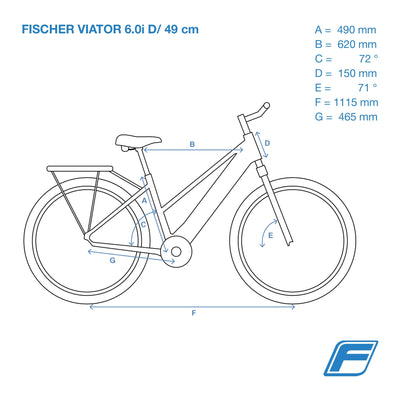 Fischer E-Bike Trekking, VIATOR 5.0i Elektrofahrrad für Damen, RH 49 cm, Mittelmotor 50 Nm, 36 V Akku im Rahmen, schiefergrau matt, 28 Zoll