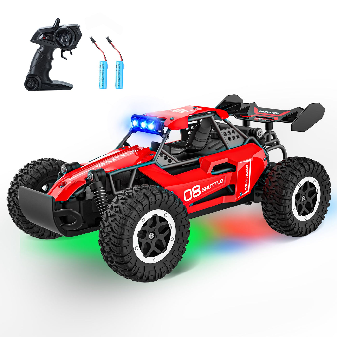 SZJJX Ferngesteuertes Auto ab 3 4 5 6 7 8+ Jahre Kinder,2.4Ghz RC Auto Spielzeug mit Alloy Gehäuse,LED Blinken,2WD 20KM/H Rennauto Ferngesteuert,RC Car Crawler Geschenk Mädchen Junge Kinder Rot