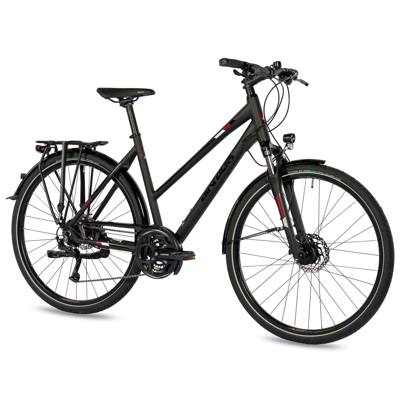 Airtracks Damen Trekking Fahrrad 28 Zoll Trekkingbike TR.2830 Trekkingrad Bike City 24 Gang Shimano ALIVIO RD-M3100 SGS Kettenschaltung Nabendynamo Schwarz Matt - Damen 48cm Körpergröße 155-170cm