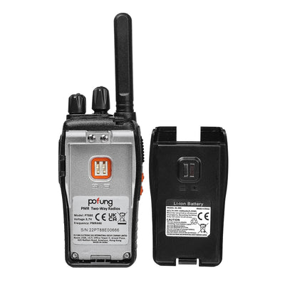 Walkie Talkie PMR446 lizenzfreies Zwei-Wege-Funkgerät, pofung PT88E 16 Kanäle Professionelle wiederaufladbare mit großer Reichweite USB-Ladestation und Hörmuscheln Schwarz 4 Stück