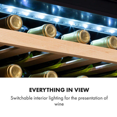 Klarstein Weinkühlschrank, 1 Zonen Getränkekühlschrank, Kleiner Einbau-Weinschrank Schmal, 57L Wein-Kühlschrank mit Glastür, Indoor/Outdoor Flaschenkühlschrank, Wine Fridge 5-22°C, 24 Flaschen