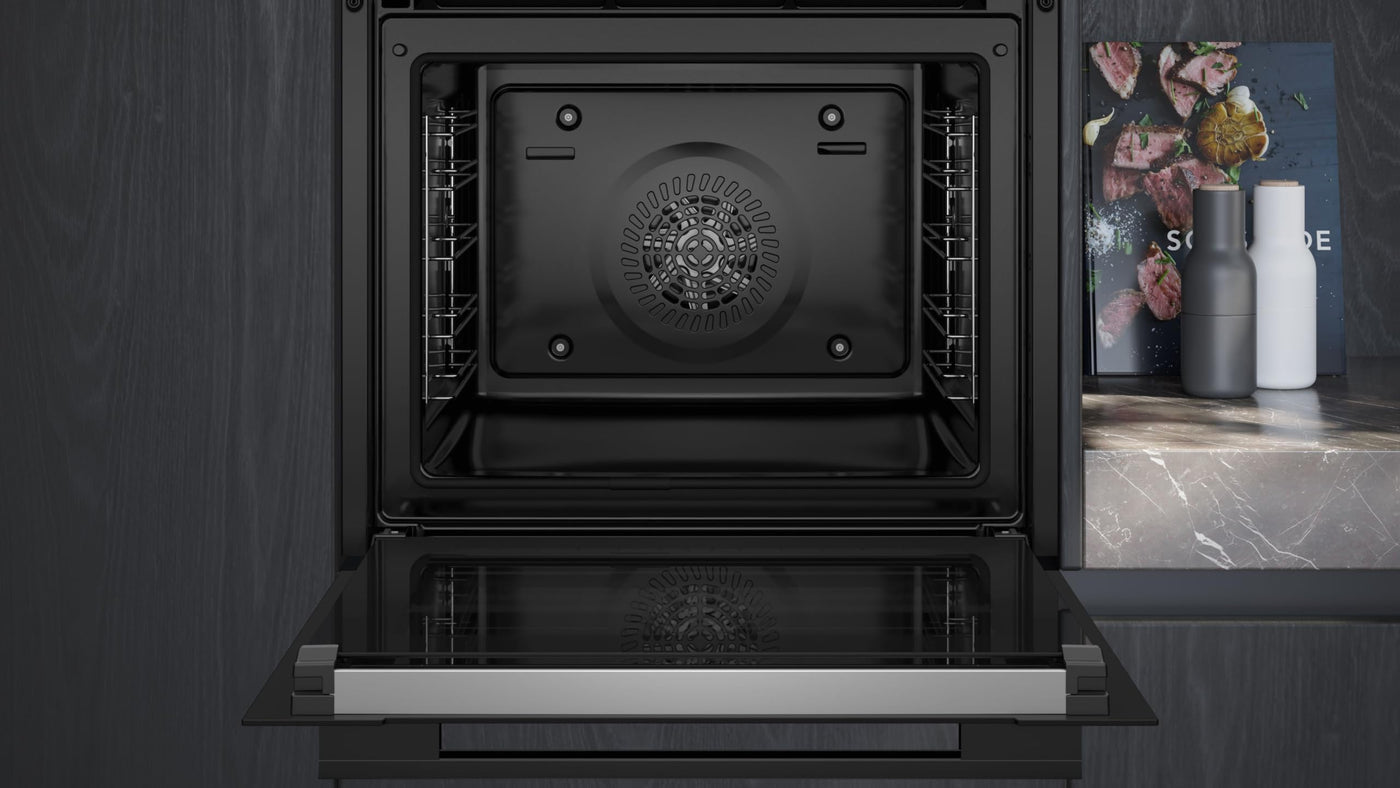 Siemens HB774G1B1, iQ700 Smarter Einbau-Backofen, 60 x 60 cm, Made in Germany, Schwarz, activeClean Pyrolyse & humidClean Hydrolyse, Air Fry, Automatikprogramme, Farbiger Touchscreen