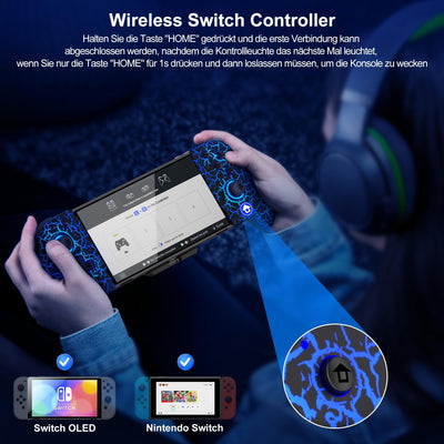 Schalter Controller für Schalter/OLED Controller, Full-Size Grip One-Piece Wireless Switch Joypad mit 9-Farbleuchten. Ideal für diejenigen, die Handheld-Modus mit APP, Turbo und Programmierung
