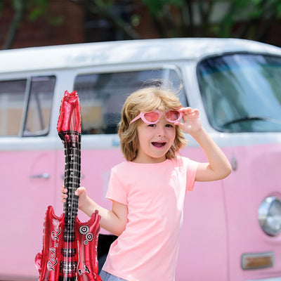 12 Stück Aufblasbare Gitarre,Aufblasbares Musikinstrument Aufblasbare Rockgitarre Rockstar Spielzeug mit Glöckchen,Aufblasbare Party Requisiten für Kinder Erwachsene Party Dekoration