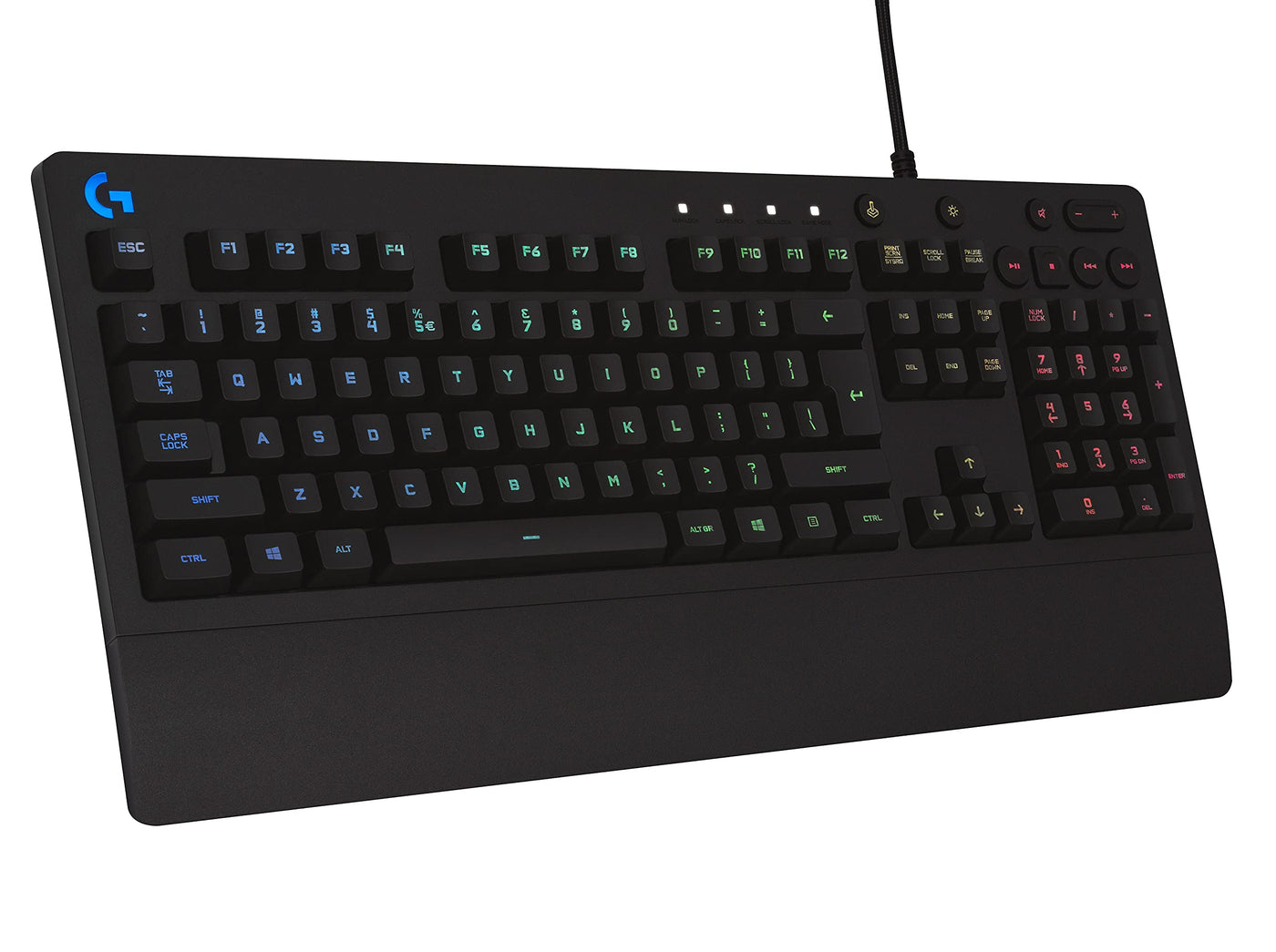 Logitech G213 Prodigy Gaming-Tastatur, RGB-Beleuchtung, Programmierbare G-Tasten, Multi-Media Bedienelemente, Integrierte Handballenauflage, Spritzwassergeschützt, UK UK QWERTY-Layout - Schwarz