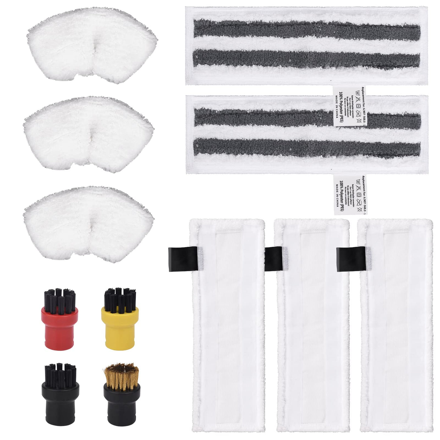 12 Stück Mikrofaser-Tuchset, Zubehör Kompatibel für Kärcher Dampfreiniger Easyfix SC2 SC3 SC4 SC5, 3 Mikrofaser-Überzugsset + 2 Schleiflappen + 3 Handdüse Microfiber Cloth + 4 Rundbürsten