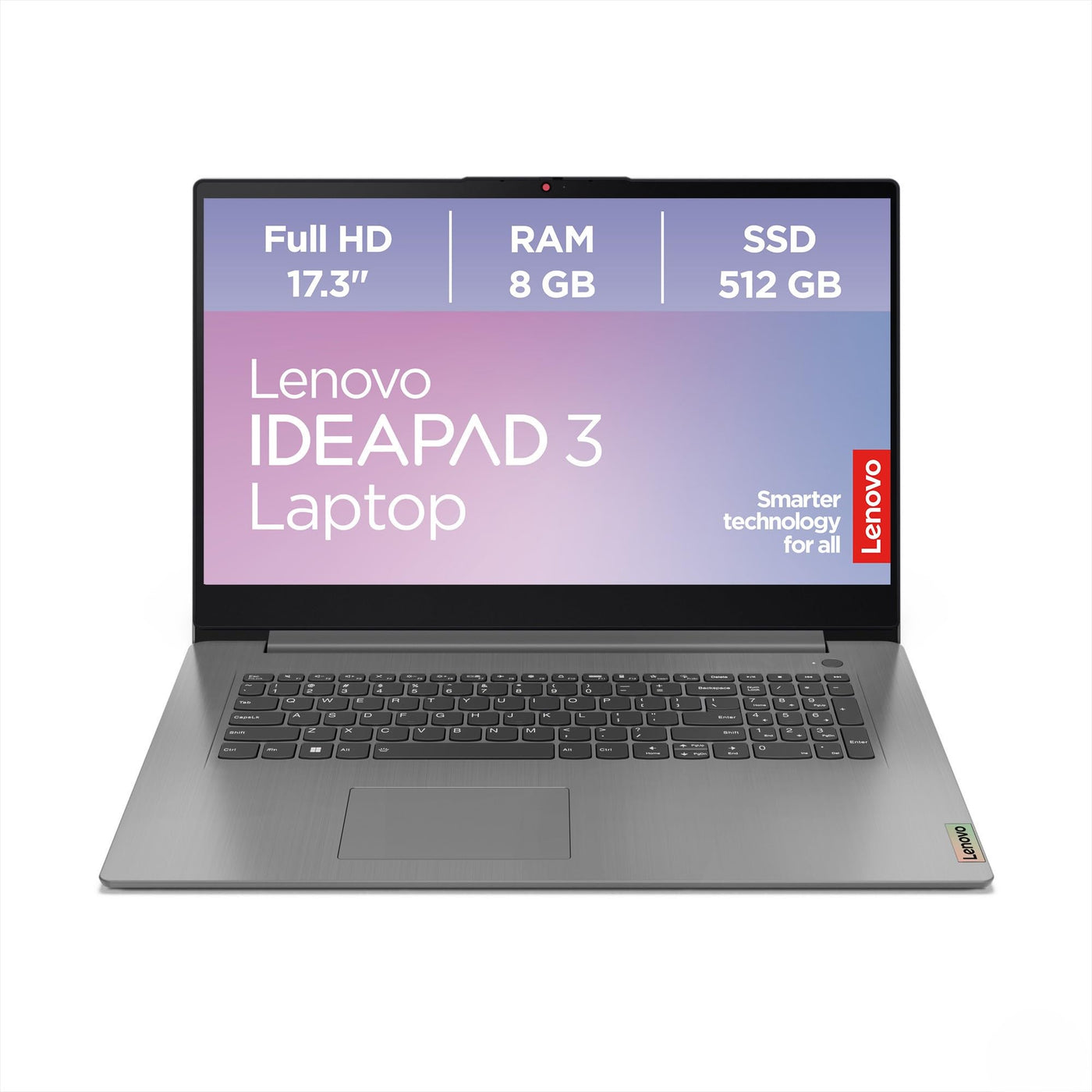 Lenovo IdeaPad 3 Laptop | 17.3" Full HD Display | AMD Ryzen 5 5625U | 8GB RAM | 512GB SSD | AMD Radeon Grafik | Windows 11 | QWERTZ | Artic Grau | 3 Monate Premium Care