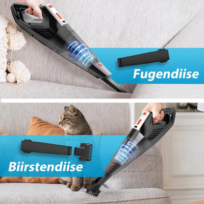 Hihhy Handstaubsauger, 12000Pa Handstaubsauger Akku Beutellos Testsieger, Autostaubsauger 11.1V 135W Kabellos Handsauger Mini Staubsauger Für Auto, Haus, Tierhaare