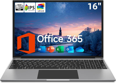 jumper Laptop 16 Zoll Metallgehäuse, bis zu 2,5 GHz Celeron 5305U (4 GB RAM 128 GB SSD), Notebook installiert 1 Jahr 365 Office, 1920 x 1200 IPS, Bluetooth 4.0, USB 3.0 × 2
