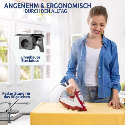 STAHLMANN ® XXL-Bügelbrett für Dampfbügelstation [130x48 Bügelfläche]– Bügeltisch [Made IN EU] – extra stabiles Bügelbrett – Bügelbrettbezug [100% Baumwolle]
