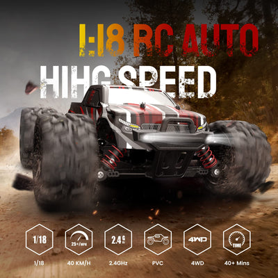 DEERC 9300 Ferngesteuertes Auto für Kinder,1/18 RC Car 4WD mit 40 km/h Hochgeschwindigkeits,2 Akku Lange Laufzeit,2,4 GHz Fernbedienung Geländewagen Outdoor Indoor Fahrzeug für Jungen Erwachsene