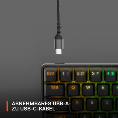 SteelSeries Apex Pro Mini HyperMagnetic Gaming-Tastatur – Die weltweit schnellste Tastatur – Anpassbares Ansprechverhalten – 60%-Formfaktor – RGB – PBT-Keycaps – USB-C – Deutsches Tastatur QWERTZ